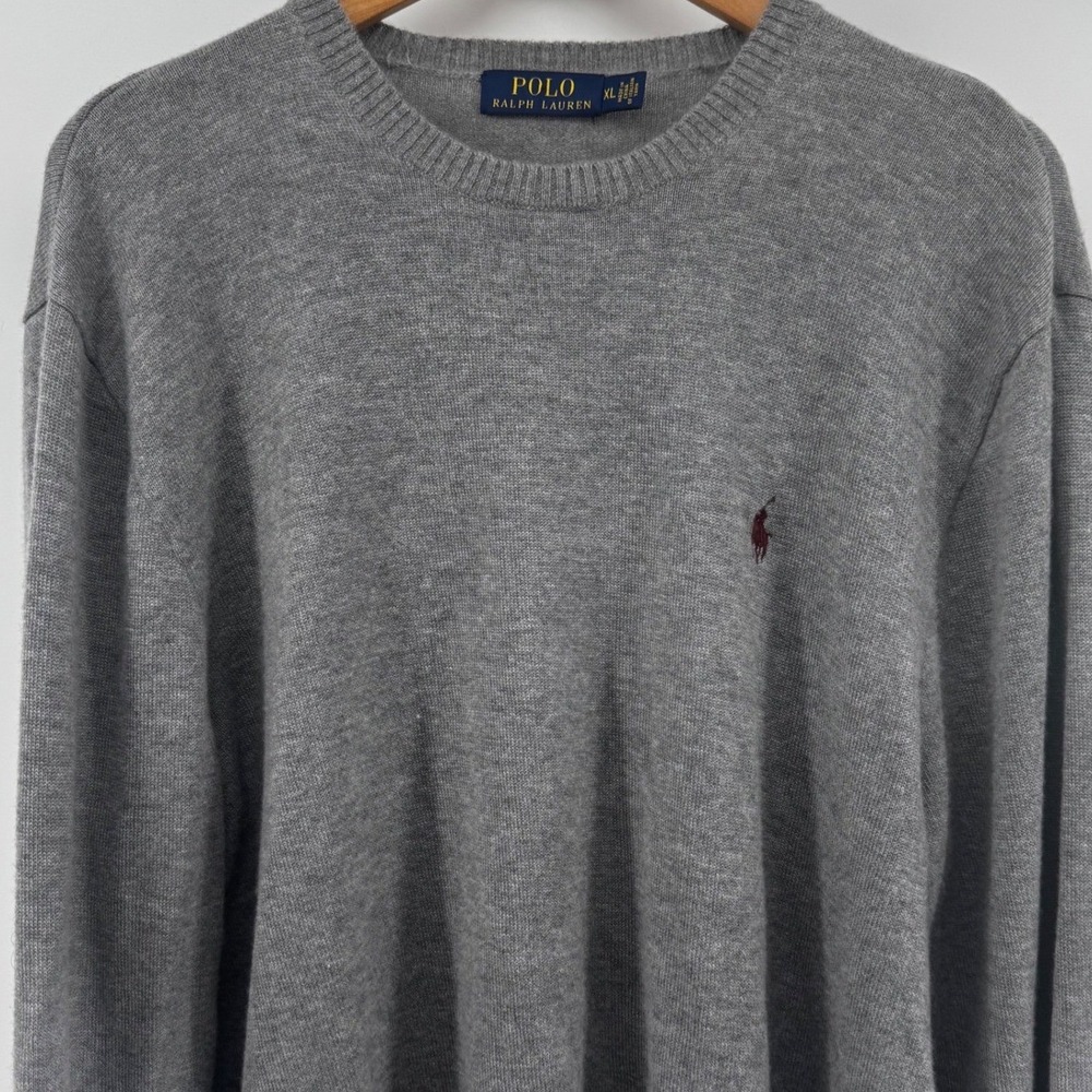 Polo Ralph Lauren Mens XL Gray 100% Cashmere Crewneck Sweater Italian Yarn Pony